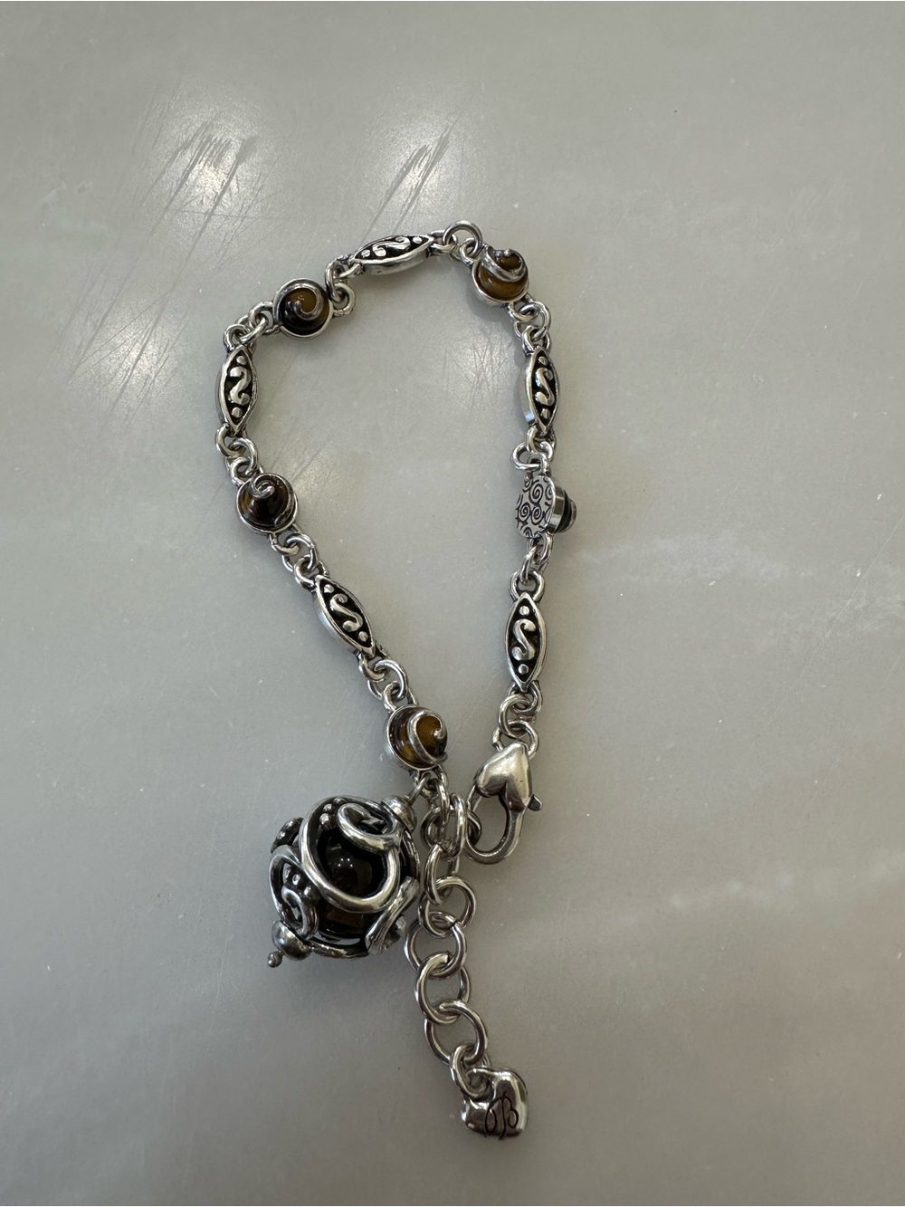 Brighton Silver, Brown Tiger's Eye Charm Bracelet - Picture 3 of 13